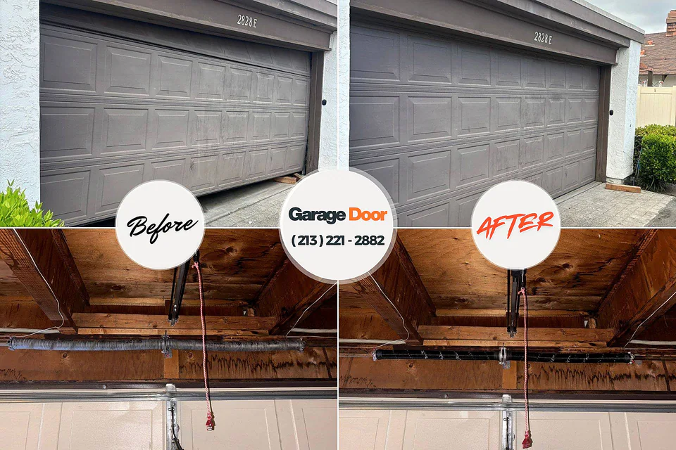 Before and after: garage door repair Lake Stickney, WA